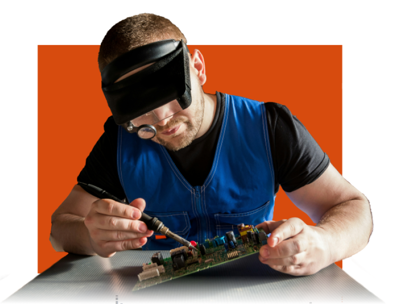 Man working on electronics project