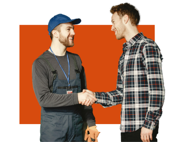 Two men shaking hands.